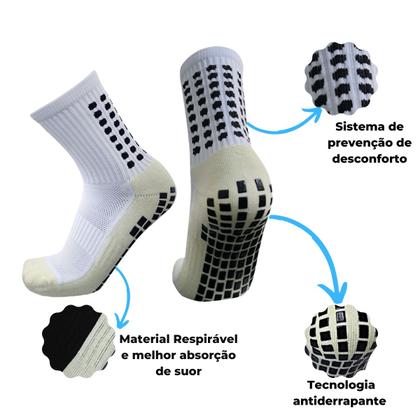 Imagem de Kit 3 Pares de Meia Esportiva Antiderrapante Pro Soccer De Compressão