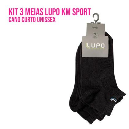 Imagem de Kit 3 Pares de Meia Sport Pretas Cano Curto Algodão