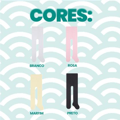 Imagem de Kit 3 Pares De Meias Calças Selene Bebê Com Cintura Canelada De Algodão