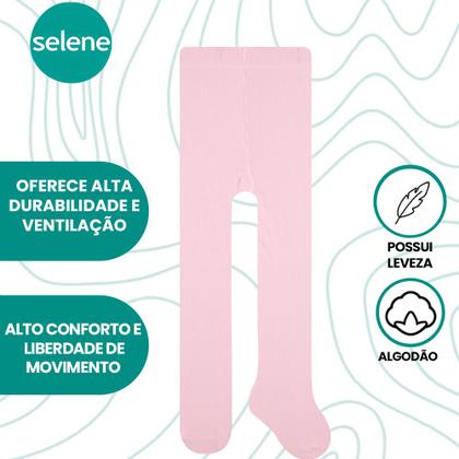 Imagem de Kit 3 Pares De Meias Calças Selene Bebê Com Cintura Canelada De Algodão