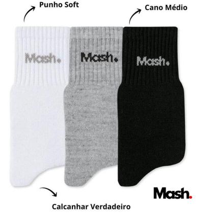 Imagem de Kit 3 Pares de Meias Mash 202.05B Branco/Cinza/Preto