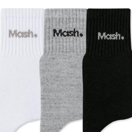 Imagem de Kit 3 Pares de Meias Mash 202.05B Branco/Cinza/Preto