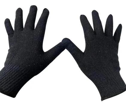 Imagem de Kit 3 Pares Luva Tricotada 4 Fios Algodão Preta Lã Inverno