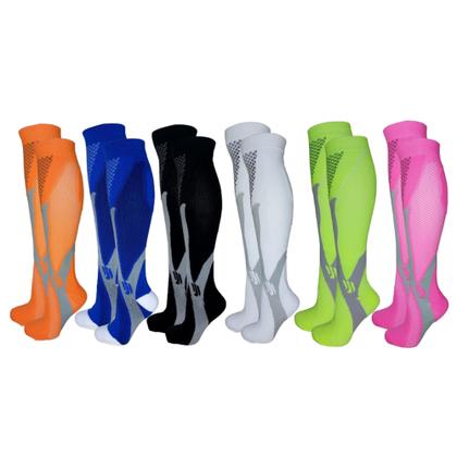 Imagem de Kit 3 Pares Meia Alta Compressão 3/4 Corrida Ciclismo Circulação Esportiva