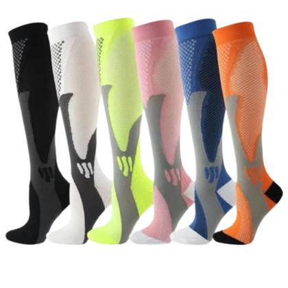 Imagem de Kit 3 Pares Meia Alta Compressão 3/4 Corrida Ciclismo Circulação Esportiva