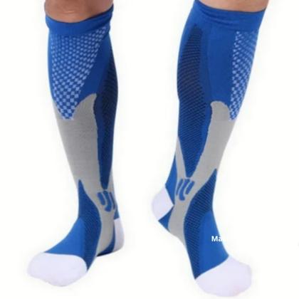 Imagem de Kit 3 Pares Meia Alta Compressão 3/4 Corrida Ciclismo Circulação Esportiva