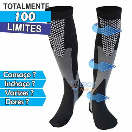 Imagem de Kit 3 Pares Meia de Compressão Elástica Anti Varizes Trombose Má Circulação Original 