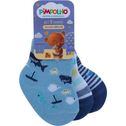Imagem de Kit 3 pares meia infantil cano baixo 00-15 Masculino  Pimpolho