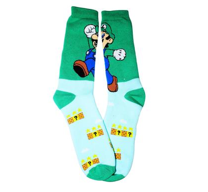 Imagem de Kit 3 Pares Meias Divertida Mario Bros Luigi Yoshi Adultos