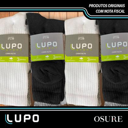 Imagem de Kit 3 Pares Meias Lupo Cano Alto Longo Masculina Feminina Algodão Calcanhar Verdadeiro Original 3292