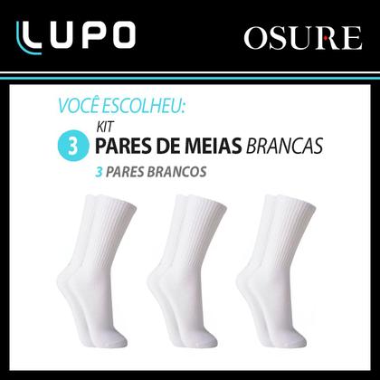 Imagem de Kit 3 Pares Meias Lupo Cano Alto Longo Masculina Feminina Algodão Calcanhar Verdadeiro Original 3292