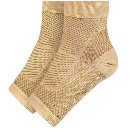 Imagem de KIT 3 PARES - Tornozeleira De Compressão Meias Sem Ponteira Unissex Ortopédico Para Dores Inchaços PRETO / BEGE