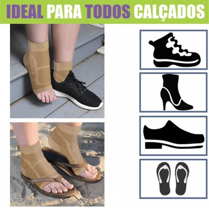 Imagem de KIT 3 PARES - Tornozeleira De Compressão Meias Sem Ponteira Unissex Ortopédico Para Dores Inchaços PRETO / BEGE