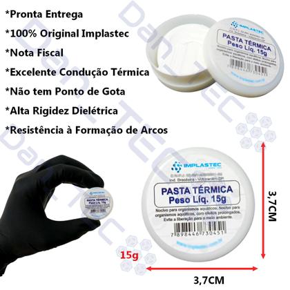 Imagem de Kit 3 Pasta Térmica Implastec Pote 15g Processador Cpu Pc Dissipador Branca IPT 300