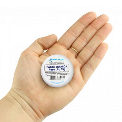 Imagem de Kit 3 Pasta Térmica Implastec Pote 15g Processador Cpu Pc Dissipador Branca IPT 300