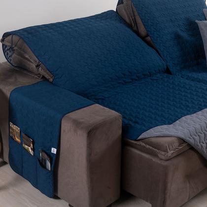 Imagem de Kit 3 Pçs Capa Protetora de Sofá Retrátil Assento 2,40m Shield Dupla Face Hipercal 400 Fiose Capas de Almofada