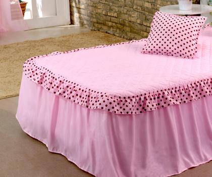 Imagem de Kit 3 Pçs Cobre Leito Colcha Solteiro Infantil e Juvenil Unicórnio com Babados Variação:Rosa