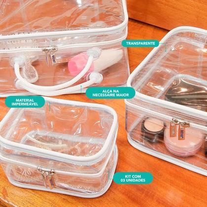 Imagem de Kit 3 Pçs Necessaries Impermeável Transparente com Zíper