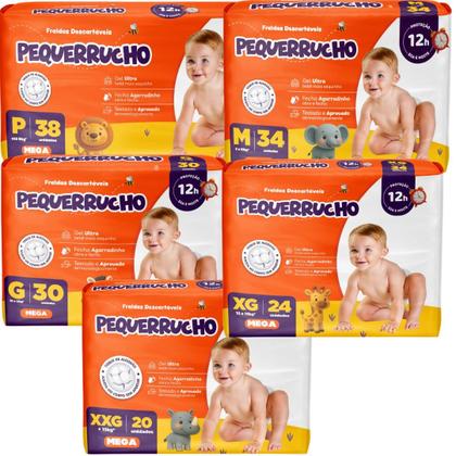 Imagem de Kit 3 PCT Fralda Descartável Pequerrucho Mega Todos os tamanhos