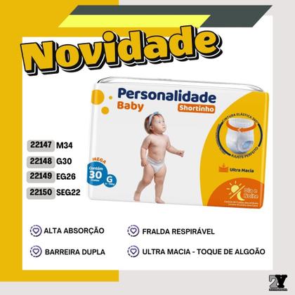 KIT 3 PCT Fralda Descartável Personalidade Baby Shortinho - todos tamanhos Imagem de KIT 3 PCT Fralda Descartável Personalidade Baby Shortinho - todos tamanhos