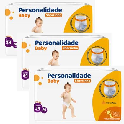 KIT 3 PCT Fralda Descartável Personalidade Baby Shortinho - todos tamanhos Imagem de KIT 3 PCT Fralda Descartável Personalidade Baby Shortinho - todos tamanhos