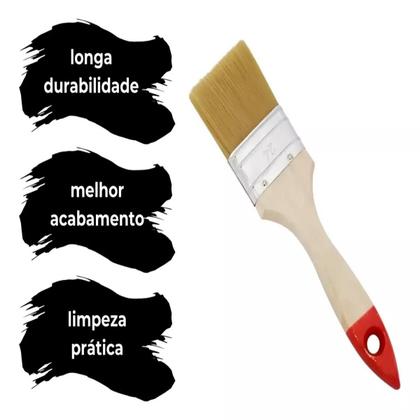 Imagem de Kit 3 Peça Trincha Pincel Para Pintura Cabo Madeira Multiuso