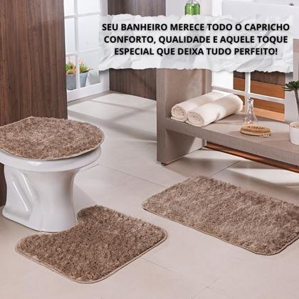 Imagem de Kit 3 Peças Banheiro Tapete Classic Bege Trigo