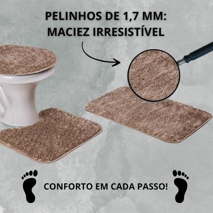 Imagem de Kit 3 Peças Banheiro Tapete Classic Bege Trigo