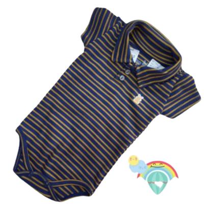 Imagem de Kit 3 peças body manga curta bebê menino polo listrado -  kiko & kika (ref:0094)