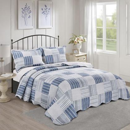 Imagem de Kit 3 Peças Colcha Evolution Patchwork King