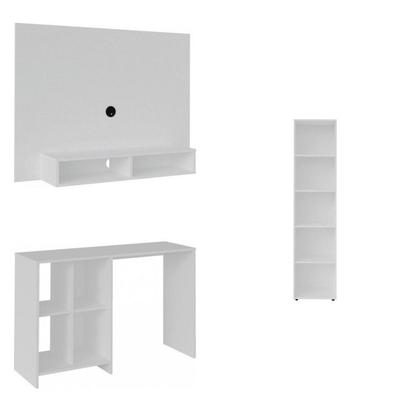 Imagem de Kit 3 Peças com 1 Escrivaninha, 1 Painel para TV e 1 Estante para Livros