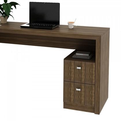 Imagem de Kit 3 Peças com 1 Mesa para Escritório em L, Estante Livreiro e Estante 2 Portas