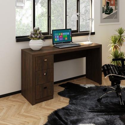 Imagem de Kit 3 Peças com Escrivaninha 3 Gavetas e 2 Estantes Livreiros Espresso Móveis