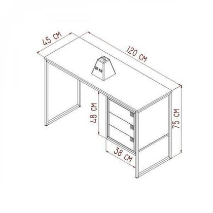 Imagem de Kit 3 Peças com Escrivaninha 3 Gavetas, Prateleira Aérea e Estante Livreiro Telad