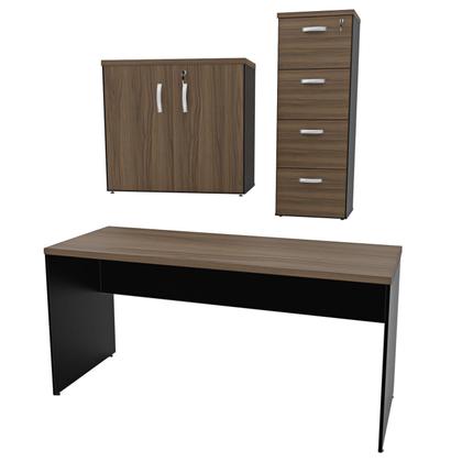 Imagem de Kit 3 Peças com Escrivaninha, Gaveteiro Pasta Suspensa e Armário Multiuso Baixo