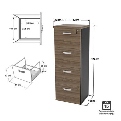 Imagem de Kit 3 Peças com Escrivaninha, Gaveteiro Pasta Suspensa e Armário Multiuso Baixo