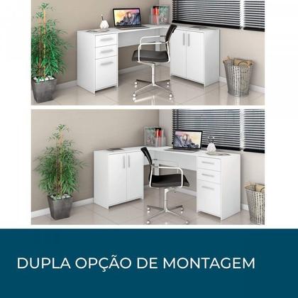 Imagem de Kit 3 Peças com Mesa para Escritório em L, Armário Multiuso Alto Aberto e Armário Fechado