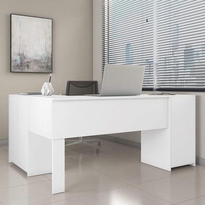 Imagem de Kit 3 Peças com Mesa para Escritório em L, Armário Multiuso Alto Aberto e Armário Fechado