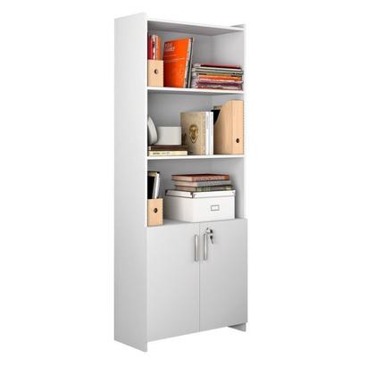 Imagem de Kit 3 Peças com Mesa para Escritório em L, Armário Multiuso Alto Aberto e Armário Fechado