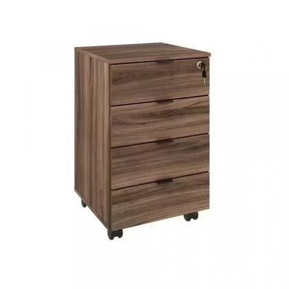 Imagem de Kit 3 Peças com Mesa para Escritório em L, Estante e Gaveteiro Espresso Móveis