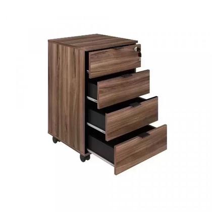 Imagem de Kit 3 Peças com Mesa para Escritório em L, Estante e Gaveteiro Espresso Móveis