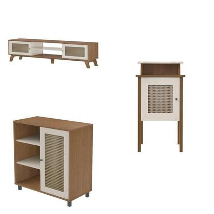 Imagem de Kit 3 Peças com Rack para Tv até 75 Polegadas, Buffet e Mesa de Centro Charlotte