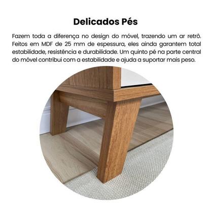 Imagem de Kit 3 Peças com Rack para Tv até 75 Polegadas, Buffet e Mesa de Centro Charlotte