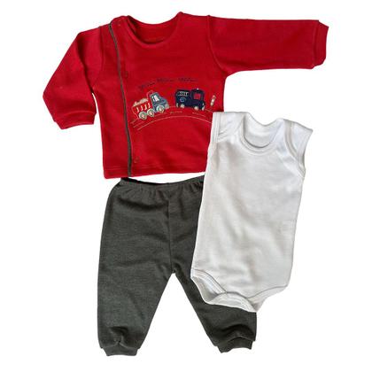 Imagem de Kit 3 Peças Conjunto Completo Pagão Recém Nascido Caminhão