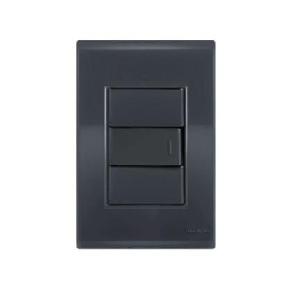 Imagem de Kit 3 Peças Interruptor Simples-Tramontina Liz Grafite