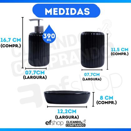 Imagem de Kit 3 Peças Lavabo Luxo Porcelanato Saboneteira e Porta Escovas de Dente - MultiVendas Moderno
