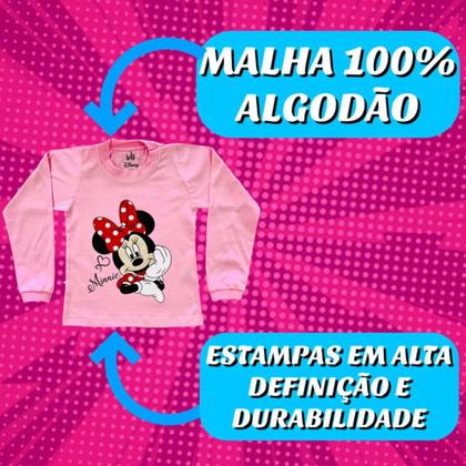 Imagem de kit 3 peças Manga Longa Infantil Meninas 100% Algodão do 4 Ao 12 Anos