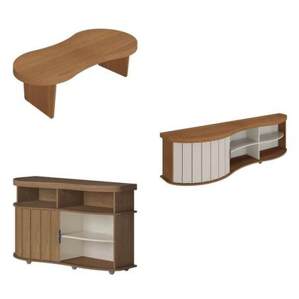 Imagem de Kit 3 Peças P/ Sala de Estar c/Mesa de Centro, Buffet e Rack Magnum