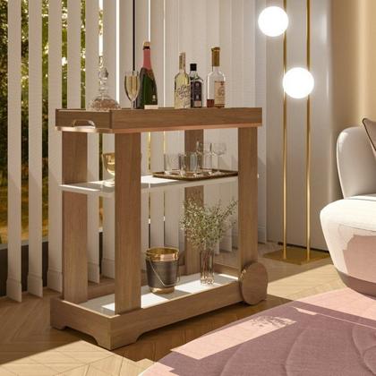 Imagem de Kit 3 Peças P/Sala de Estar Mesa de Centro , Carrinho Bar e Rack Théo