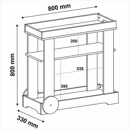 Imagem de Kit 3 Peças P/Sala de Estar Mesa de Centro , Carrinho Bar e Rack Théo